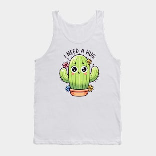 Cute Kawaii Cactus Needing a Hug. Succulent lover design. Tank Top